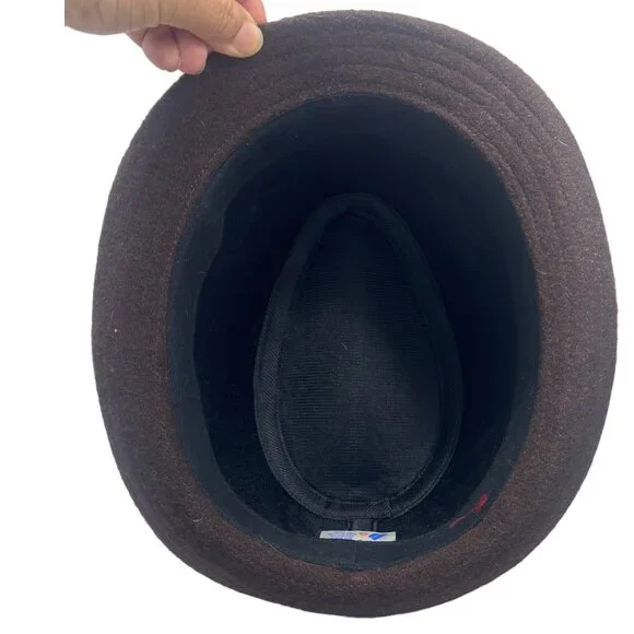 Mega Cap Short Brim Fedora Hat 60% wool 40% Rayon Size M Brown - Picture 7 of 9